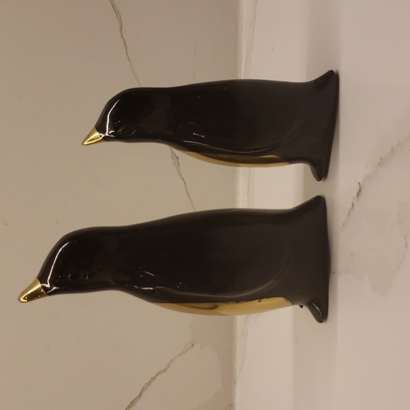 Brass Penguin Figurines Black Gold 5"tall and 4"tall - Picture 5 of 13